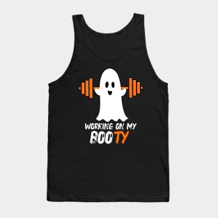 Working On My Booty, Funny Halloween Party,Happy Halloween Day,Funny Spooky Vibes, Funny Pumpkin Gift Tank Top